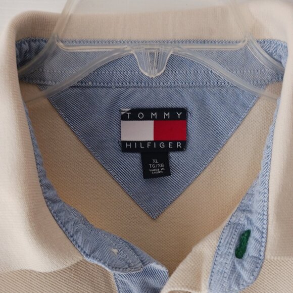 Tommy Hilfiger Golf Polo Mens Shirt Size X-Large Cream Short Sleeve Logo READ - Picture 3 of 9